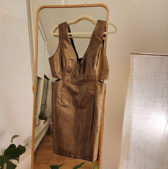 Do+Be Gold Copper Cut-out Mini Dress - Picture 2 of 4